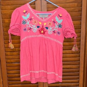 Double D Ranch Adorable Pink Embroidered Blouse
